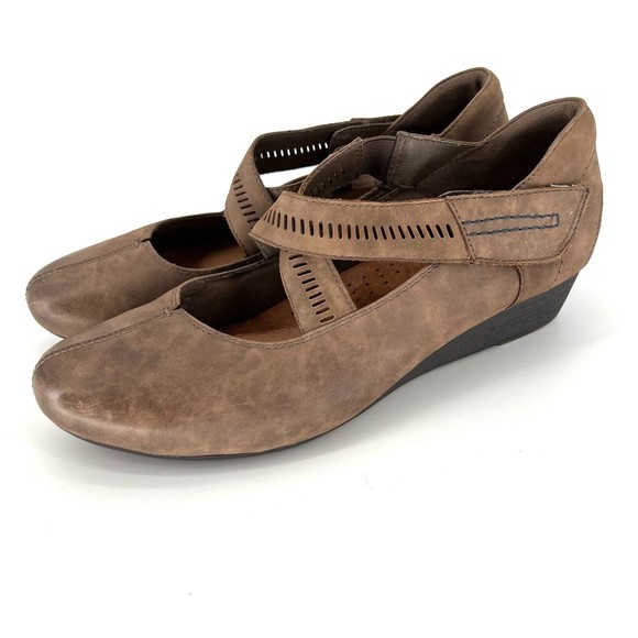 Rockport Cobb Hill Janet Cross-Strap Mary Jane Leather Comfort Wedge Size 9 - Picture 1 of 11